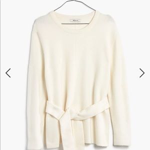 Madewell Tie-Front White Sweater, size Large. New with tags.
